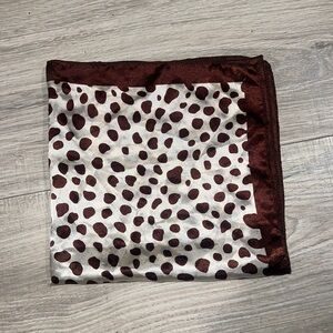 Brown and Cream Polka Dot Silk Scarf - Women's Accessory